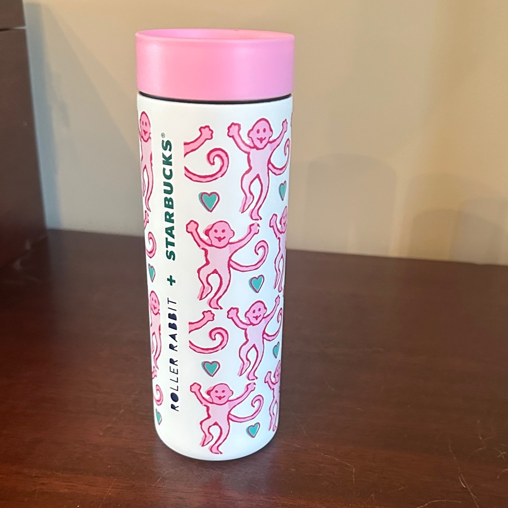 Starbucks Roller Rabbit White and Pink Tumbler